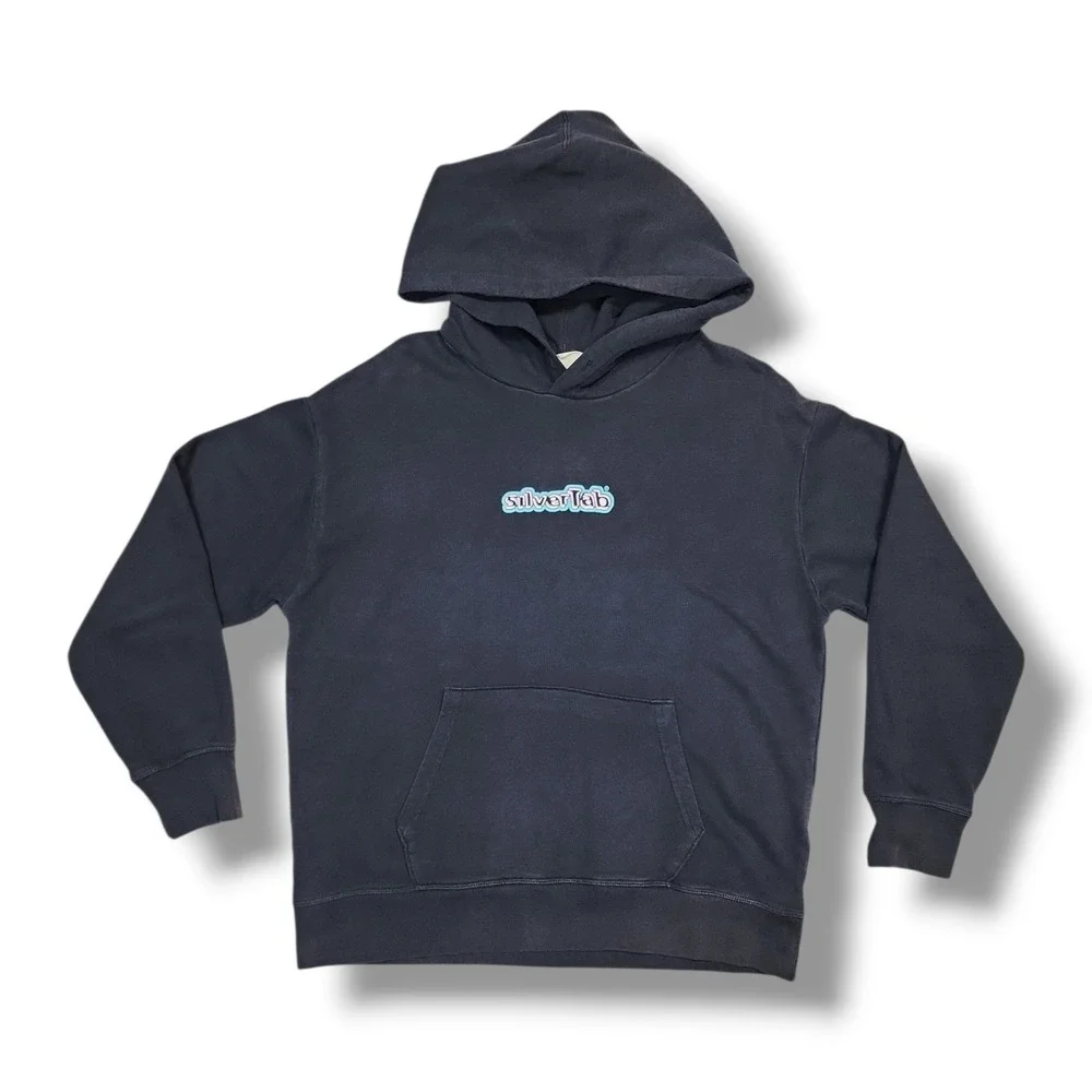 Vintage Levi's SilverTab Graphic Spell Out Y2K Grunge Black Hoodie Men's L